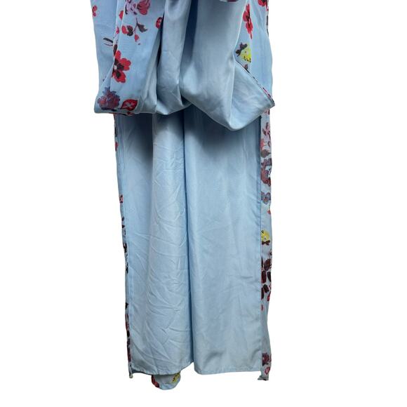 Princess Vera Wang Juniors Blue Floral Double Slit Strappy Maxi Dress - Picture 8 of 11